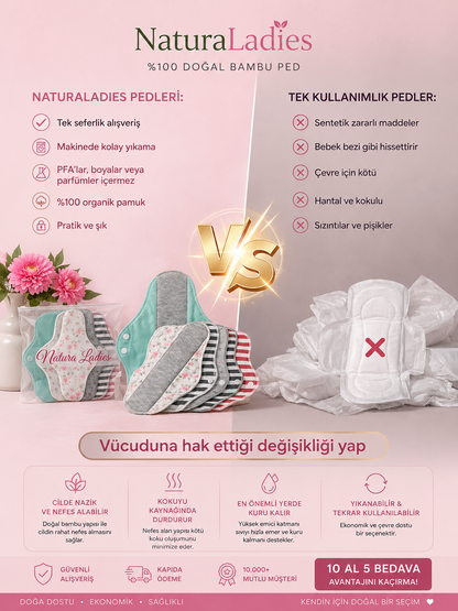 Natura Ladies | %100 Doğal Hijyenik ve Yıkanabilir Bambu Ped